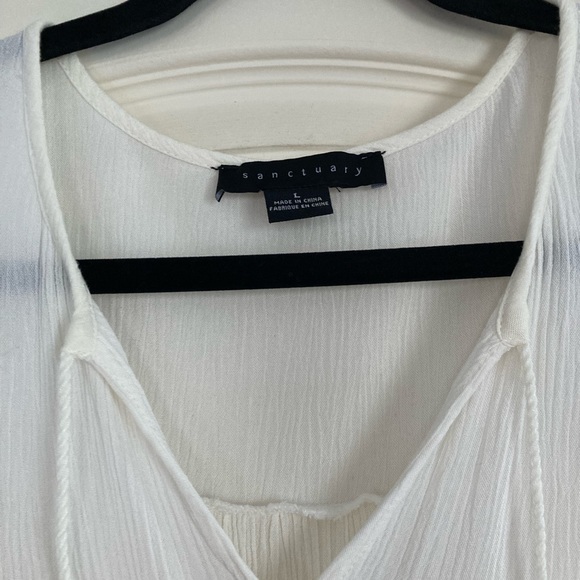 SANCTUARY cream sheer, lightweight peasant blouse. Size L. - Picture 2 of 5